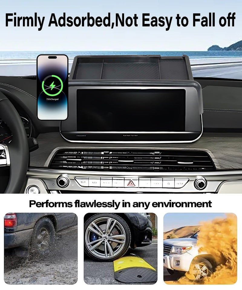 Car Phone Mount for Kia Telluride 2020 2021 2022 Accessories | 10.25-in Screen Clip-On 360° Rotatable 15W Fast Wireless Charger Magsafe Cell Phone Holder,with Dashboard Storage Tray for 2020-2022 Kia Telluride(10.25 Inch with Tray)