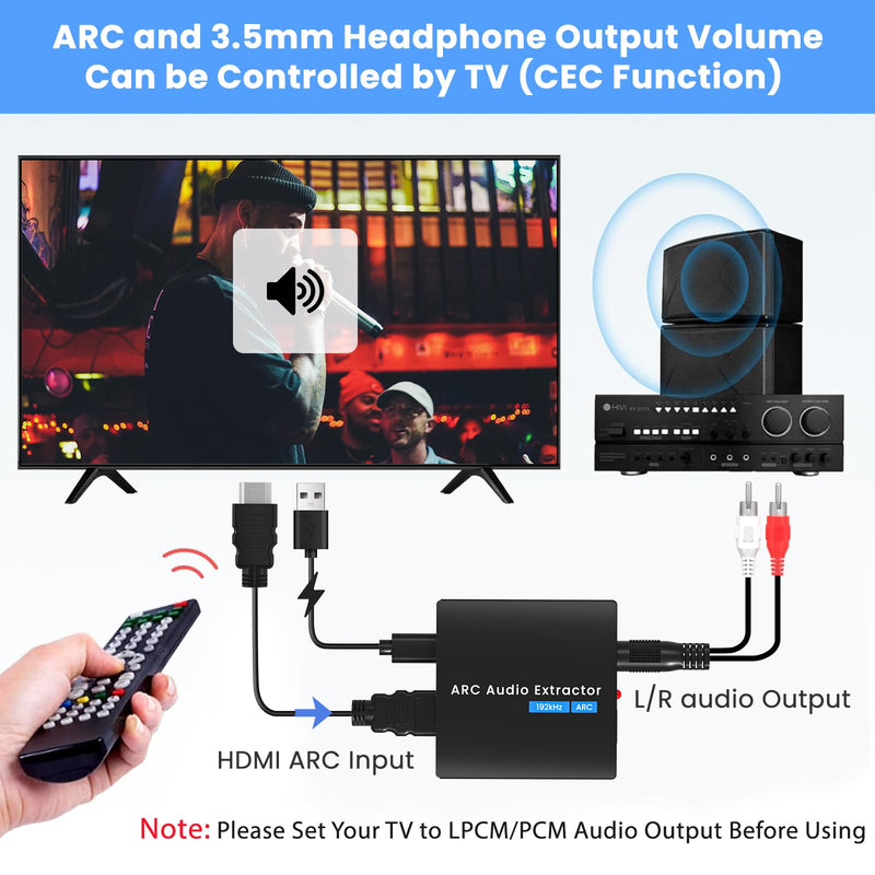 [AUSTRALIA] - HDMI ARC Audio Extractor 192 KHz ARC Audio Adapter with SPDIF + 3.5mm AUX RCA Audio Output HDMI ARC to Optical Audio Adapter with Audio Cable Support Blue-Ray Play Soundbar ARC-3 Brownish 1 