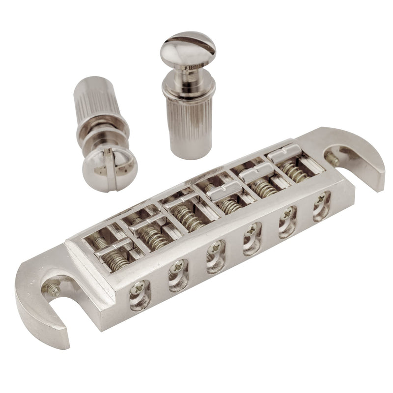 [AUSTRALIA] - Musiclily Pro 52.5mm (2-1/16 inch) Pigtail Style Adjustable Wraparound Bridge Tailpiece for Epiphone Les Paul SG Style Electric Guitar, Nickel 