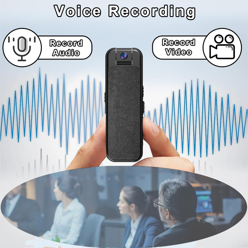 Mini Body Camera with Audio and Video Recording, 1080P Camcorder with Night Vision, 180° Ratatable Lens, Sturdy Clip for Cycling Law Enforcement Recording up to 128GB SD Card (Not Included)