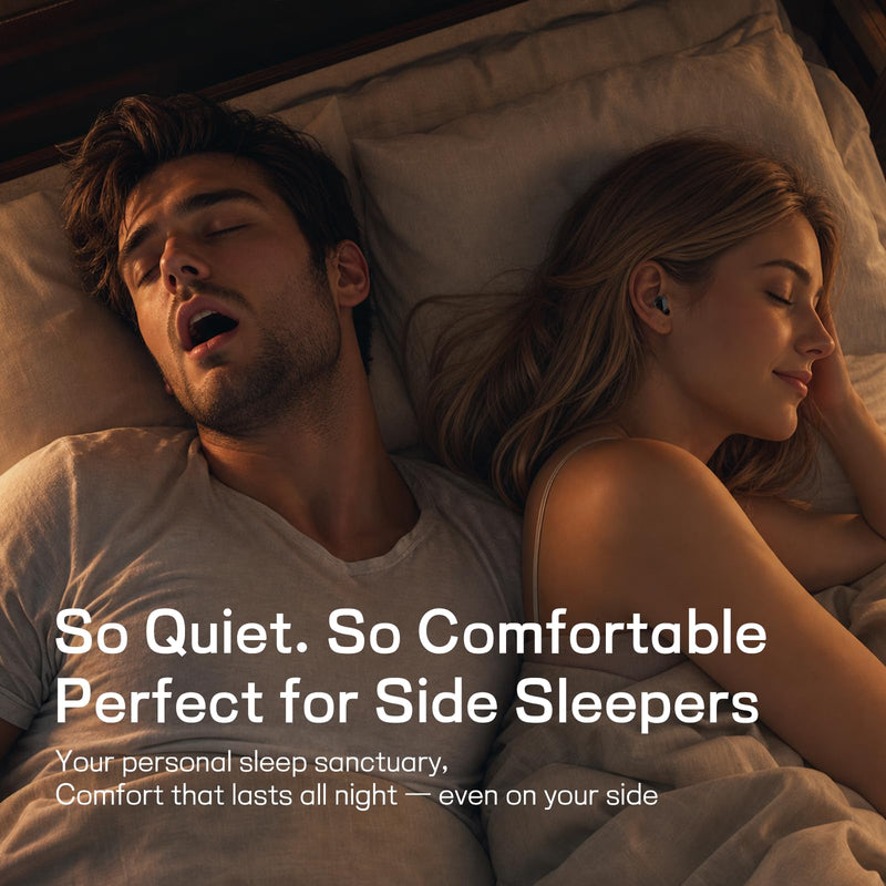 Sleep Earbuds for Side Sleepers, Mini Invisible Bluetooth Earbuds, Ultra-Light Sleep Headphones HiFi Sound, Long Battery Life, LED Display, Bluetooth 5.4, ANC Noise Cancelling, Black