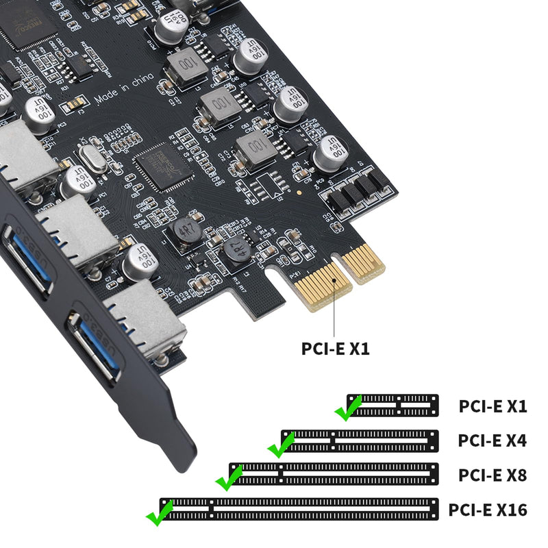 [AUSTRALIA] - PCIe to USB 3.0 5X USB-A and 2X USB-C Ports Expansion Card,PCI Express Internal USB 3 Hub Converter for Desktop PCS Riser Card 7 Ports 
