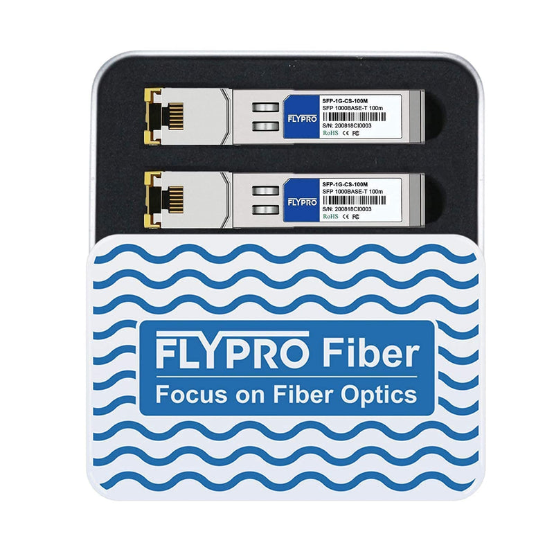 FLYPROFiber- SFP to RJ45 1000Base-T 1.25G Copper Module Transceiver 2Pack | for Cisco GLC-T/SFP-GE-T,Meraki, Ubiquiti UF-RJ45-1G, MikroTik, Netgear, Supermicro, Broadcom, D-Link, TP-Link 2