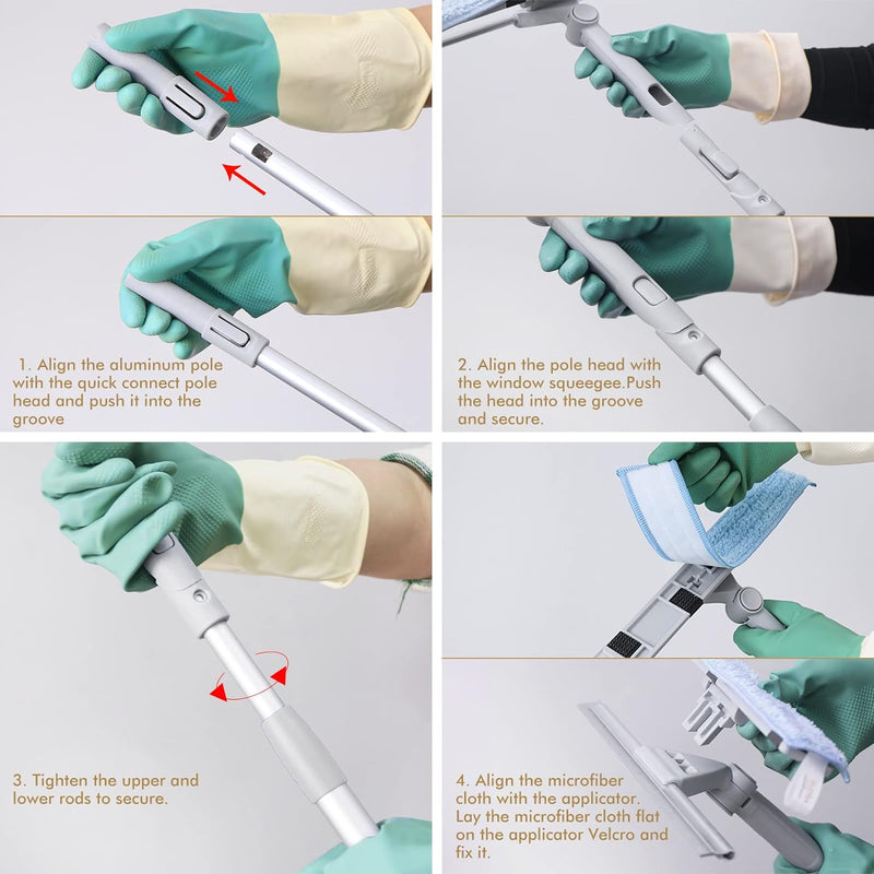 [AUSTRALIA] - New Spong 2-in-1 Multi-Purpose Glass Cleaning Squeegee Wiper Dual Side Blade Rubber & Sponge 10” with Extendable Handle 