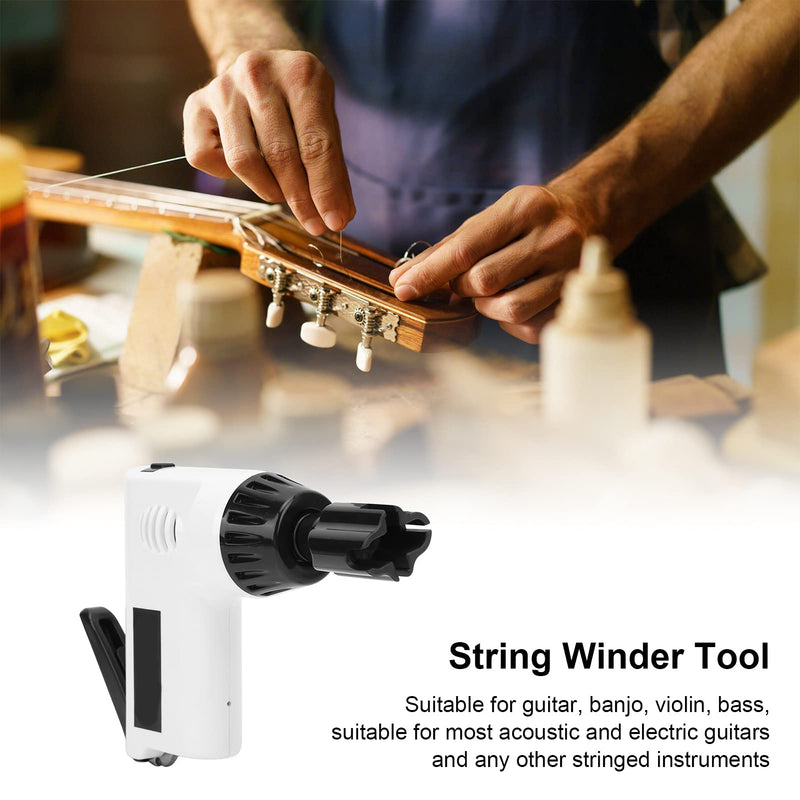 Guitar String Winder Electric Restringing Tool Multifunctional Strings Cutter for Banjo Guitar Bass Mandolin 2.7?4.3V(white) white