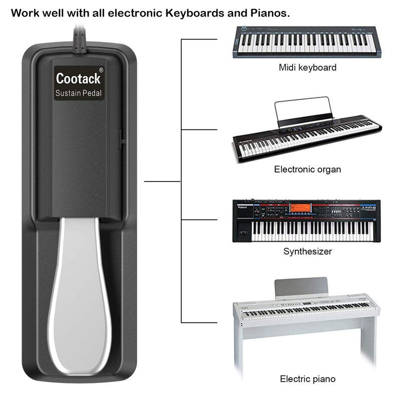 Universal Sustain Pedal Suitable for Yamaha Casio Roland Electronic Keyboards, Digital Piano & More Silver