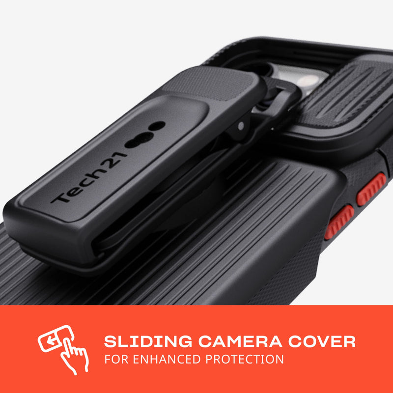 Tech21 iPhone 14 Pro Evo Max Compatible with MagSafe – Durable, Shock-Absorbing and Rugged Phone Case with Holster and 20ft FlexShock Multi-Drop Protection, Black