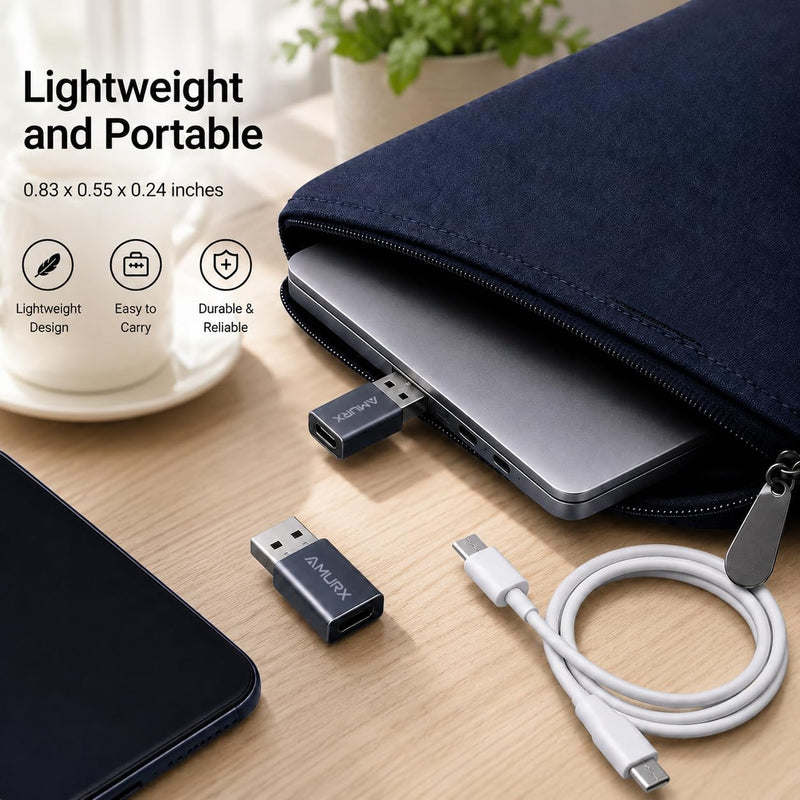 USB to USB C Adapter 2 Pack, 3.2 USB C Female to USB A Male OTG Adapter, USB 2.0 480Mbps Charging & Data Sync for Apple, Samsung Galaxy, Google Pixel and USB-C Devices