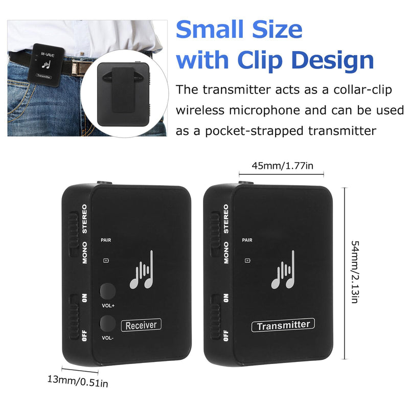 WP10 Wireless in Ear Monitor System, 2.4G Stereo Wireless IEM System with Transmitter Beltpack Receiver Automatic Pairing, Ideal for Studio, Band Rehearsal, Live Performance