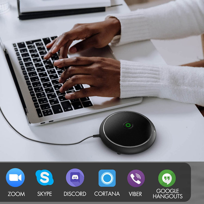 CMTECK Conference USB Microphone, Omnidirectional Condenser PC Mic for Video, Streaming, VoIP Calls, Plug & Play Compatible with Mac OS X Windows CM-003