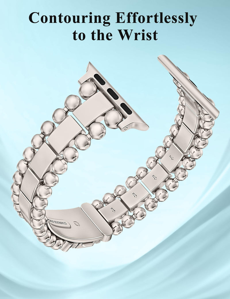 TOYOUTHS Dressy Bracelet Compatible with Apple Watch Bands 42/41/40/38mm Women, Celtic Stainless Steel Metal Fancy Nice Pretty Strap for iWatch Series 11 10 9 8 7 6 5 4 SE 3 2 1, Starlight