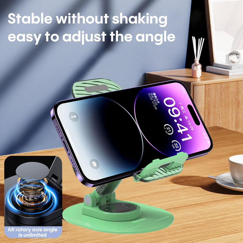 Foldable Desktop Phone Holder, Phone Holder on Desk Compatible with iPhone15, 14, 13 Pro Max Mini, Suitable for 3.5-12.9 inch Phones and Tablet Computer. (Green) Green