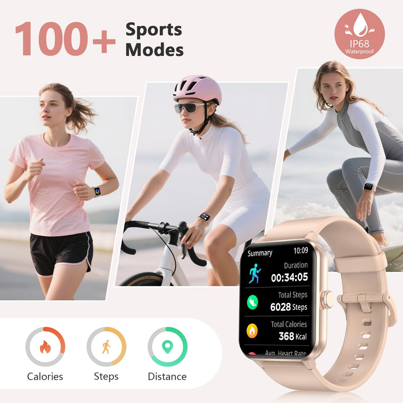 Blackview 2026 Fitness Tracker (Answer/Make Calls), 1.85'' Smart Watch for Men and Women with Heart Rate/Sleep Monitor/2 Straps, 100+ Sports Modes, IP68 Waterproof Activity Tracker for Android/iPhone