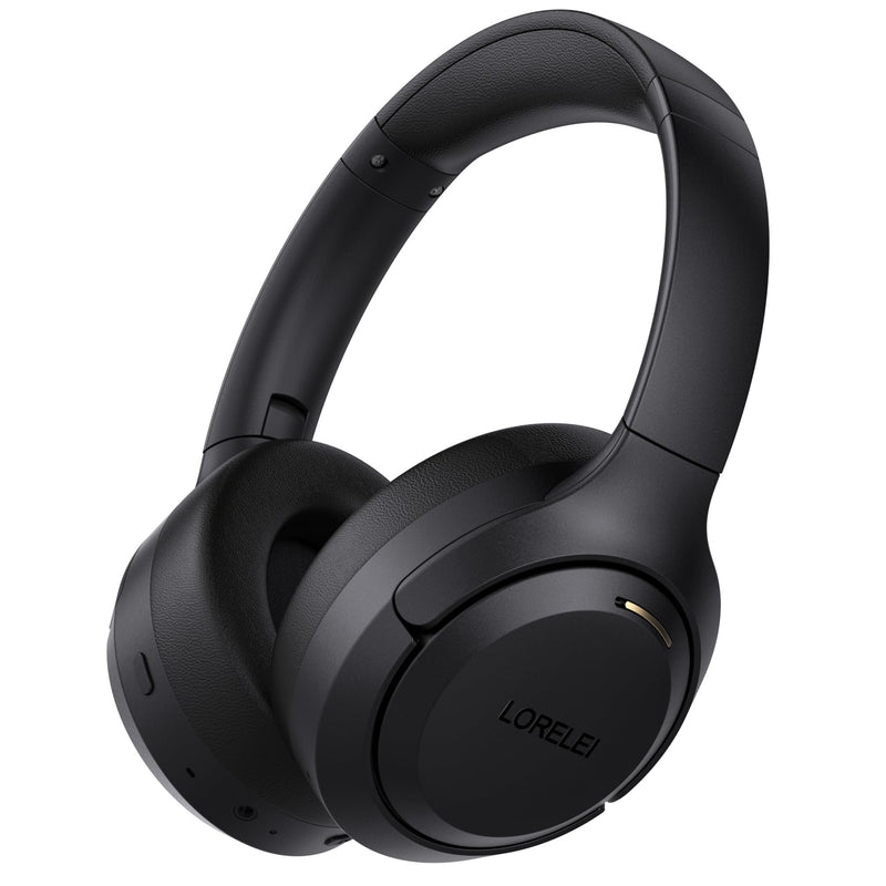 LORELEI QC60 Hybrid Active Noise Cancenlling Headphones,Wireless Over Ear Bluetooth Headsets with Microphone, 60H Playtime Foldable Lightweight, Deep Bass, Memory Earmuffs, for Travel Home Office Space Black