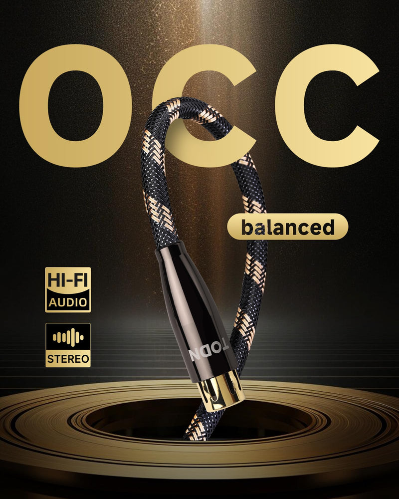 TODN XLR Cables Balanced Microphone Cable with 3-Pin XLR Male to Female Mic Cord for Audiophile, HiFi Sound, (6.5ft/2m, 1 Piece) 6.5 ft 1-Piece - Pro