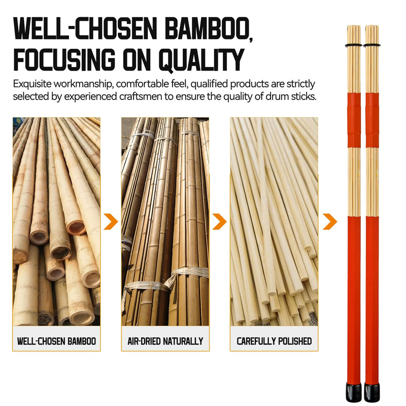 Jazz Drum Sticks Drumsticks Bamboo Punk Drum Sticks for Jazz Folk Music (red) 1