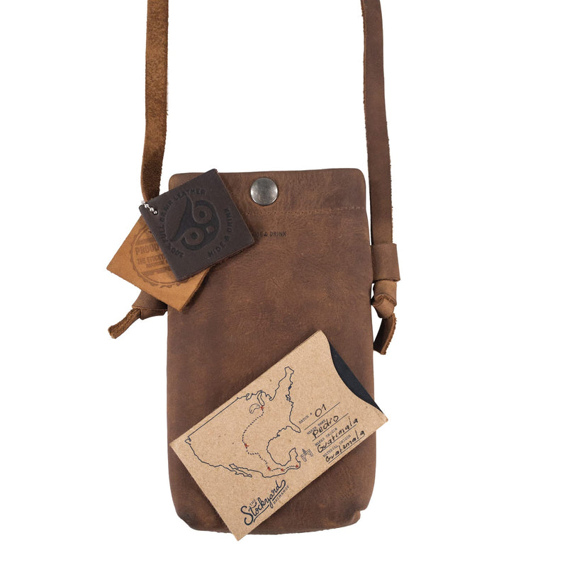 Hide & Drink, Phone Bag Handmade from Full Grain Leather - Bourbon Brown
