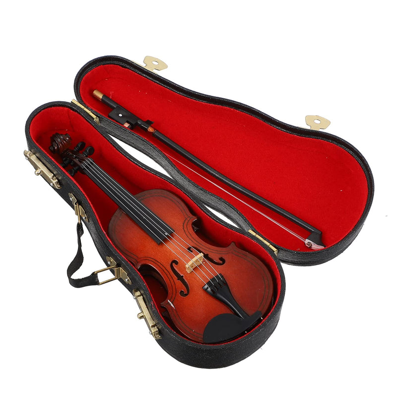 Wooden Miniature Double Bass with Stand Bow and Case Mini Contrabass Mini Musical Instrument Collectible Home Decoration 14X5X1.5CM