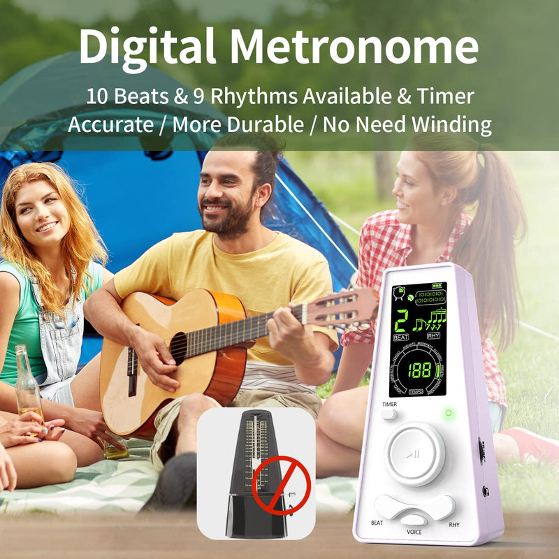 Electronic Digital Metronome for Musicians Piano Guitar Violin Instrument Vocal Counting Timer & Volume & Beat Speed Adjustable Universal Macaron Purple