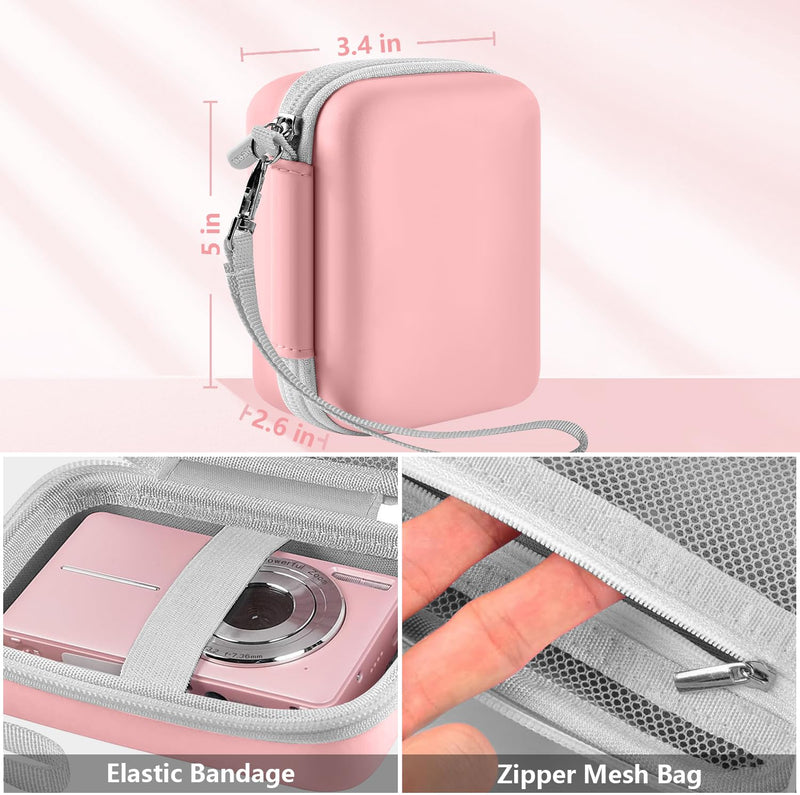 Leayjeen Digital Camera Case Compatible with Lecran/CAMKORY/IWEUKJLO/VAHOIALD/uikicon/jckduhan/akjjhfue FHD 1080P 44MP Point Digital Camera,Compact Digital Camera for Teens and Kids-Pink(Case Only) Pink2