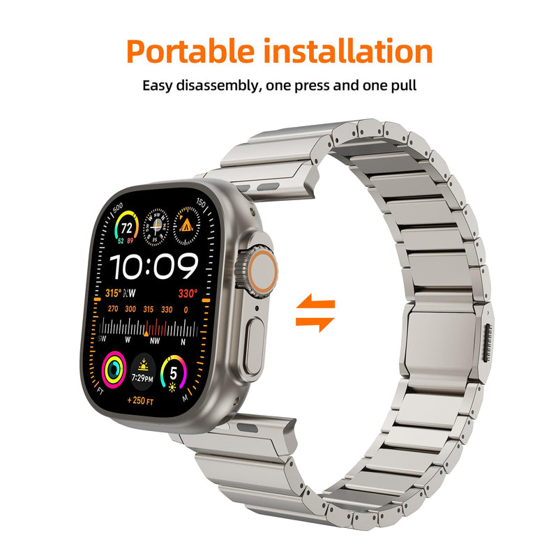 Titanium Band, Adjustable, Magnetic Clasp, Compatible with Watch Ultra 2, 49mm, 45mm, 44mm, 42mm, Series 9, 8, 7, 6, 5, SE Ultra, Women & Men (49mm/45mm/44mm/42mm, Titanium) 44mm/45mm/46mm/49mm/42mm(series 3）
