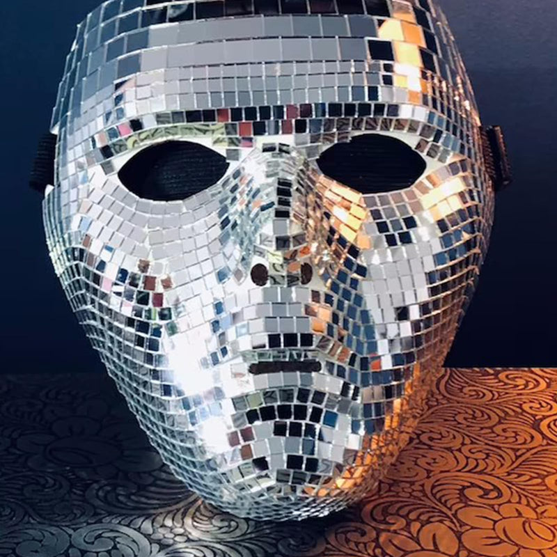 Wnvivi Disco Glitter Mask,6.7x7.8 Inch,Masquerade Mirror Mask for Men and Women,Halloween Face Cover,Party Disco Masks(6.7x7.8inch)