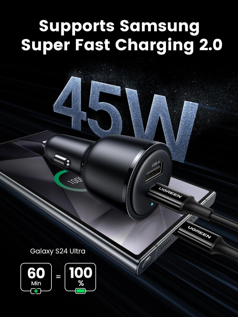 UGREEN 25W MagFlow Wireless Fast Charging Cradle Mount with 63W USB C Car Charger Adapter