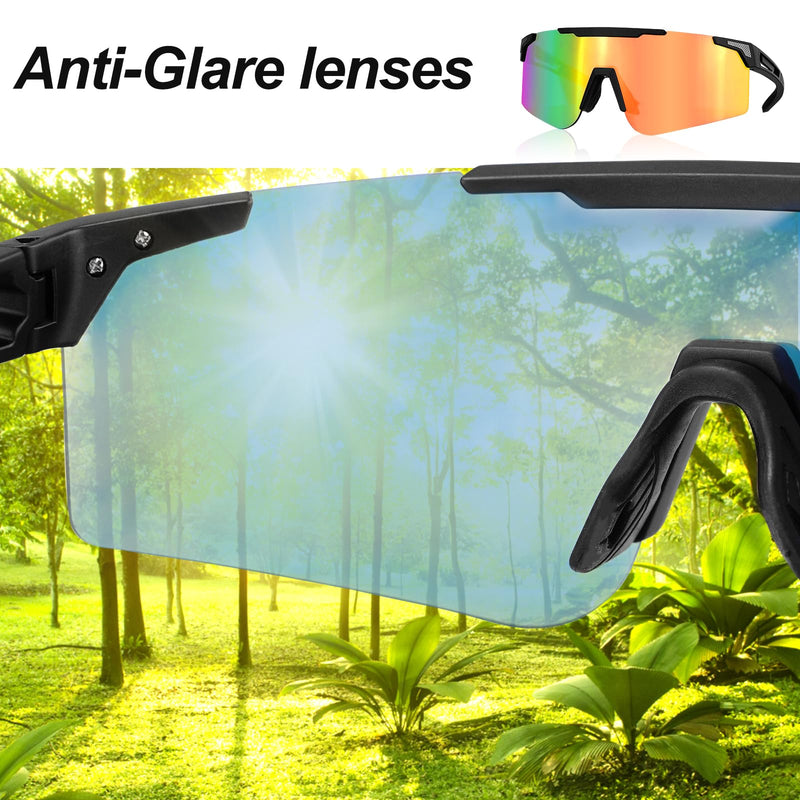 Sport Sunglasses for Men Women, Lightweight Cycling Sun Glasses with UV400 Protection for Cycling Running Fishing Driving