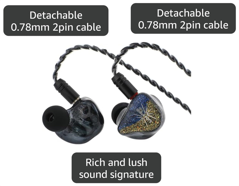 Linsoul Kiwi Ears Forteza in Ear Monitor, 1BA + 2DD HiFi Wired Earbuds | IEMs for Gaming, Three-way Passive Crossover, with Detachable 0.78mm 2Pin IEM Cable for Musicians Audiophiles, Black