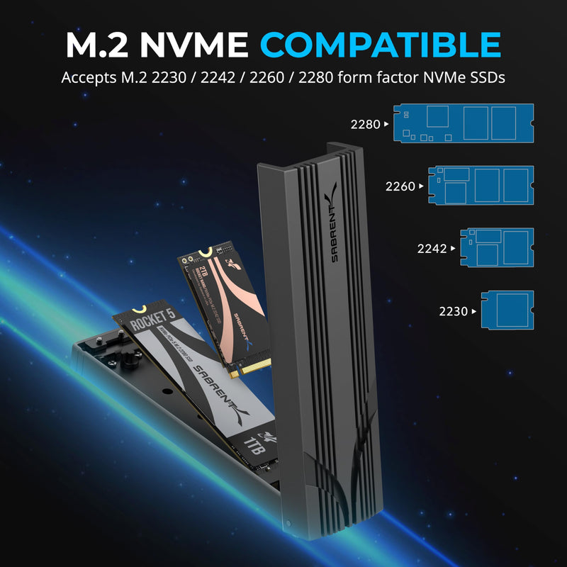 SABRENT USB C NVMe M.2 SSD Enclosure with Multi-Port USB-C Hub (Power Delivery, HDMI, 4K)
