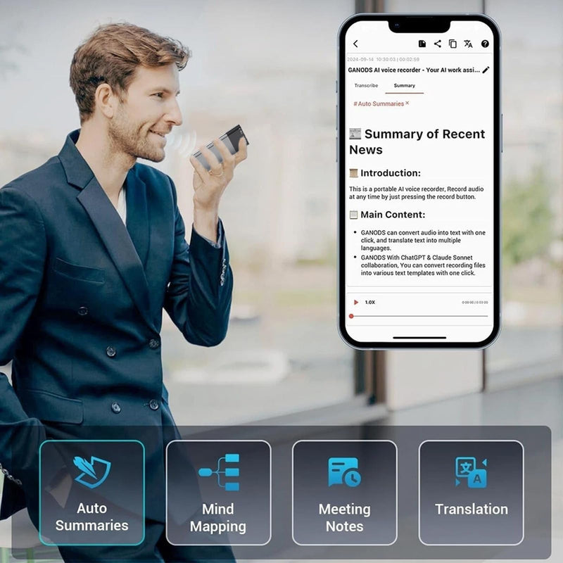 64GB Voice Recorder with APP Control, 138 Languages Translation, Smart Noise Reduction for Meetings/Lectures/Interviews, Portable Magnetic Design