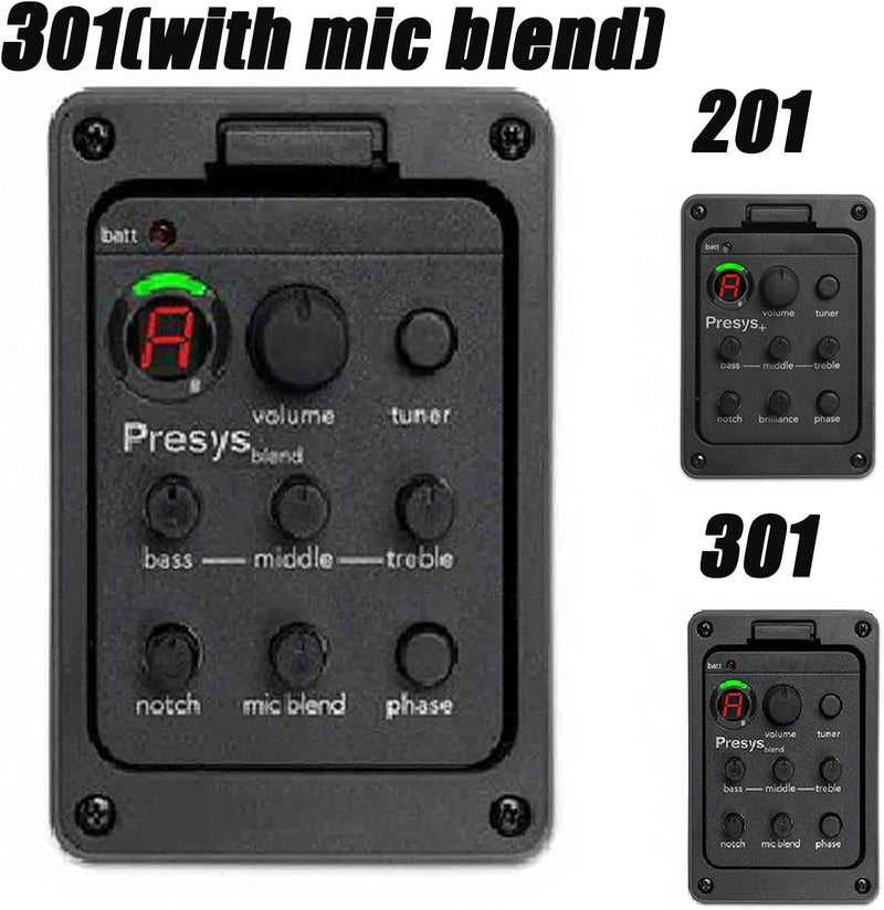 Yuehuam Acoustic Guitar EQ Equalizer Onboard Preamp Pickup Tuner Guitar Tool for Acoustic Guitar Musical Instrument EQ Equalizer Guitar Preamp