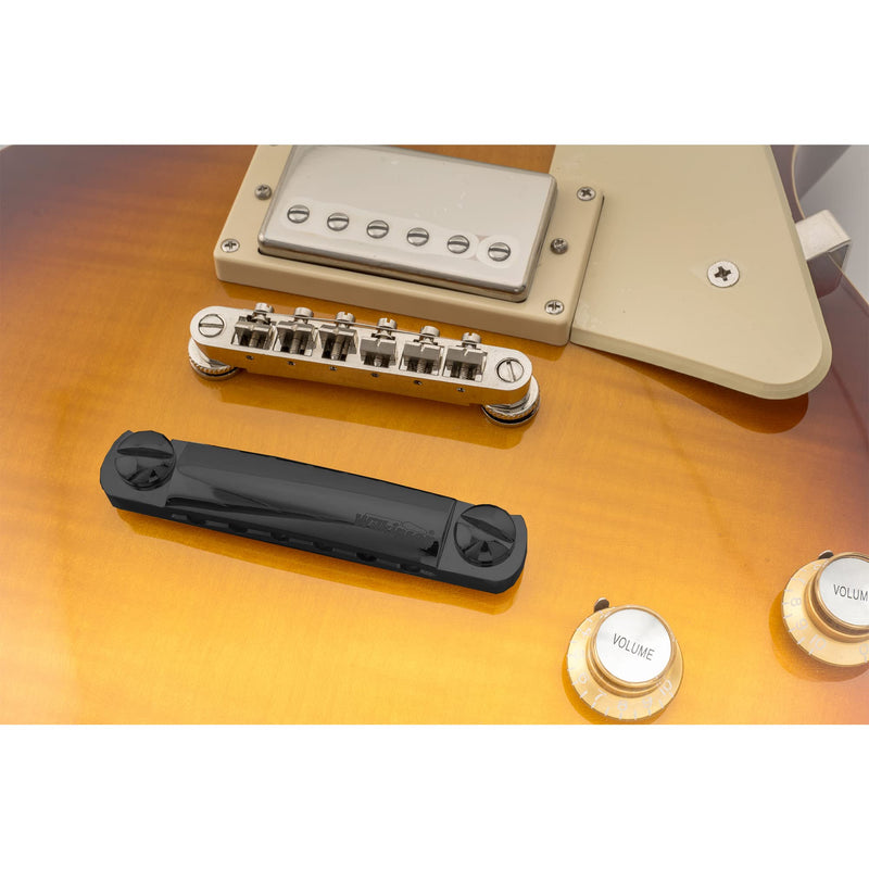 Wilkinson 52mm(2-3/64 inch) Guitar Tune-O-Matic Stop Tailpiece with Metric M8 x 1.29 Studs for Les Paul SG Style Electric Guitar, Black