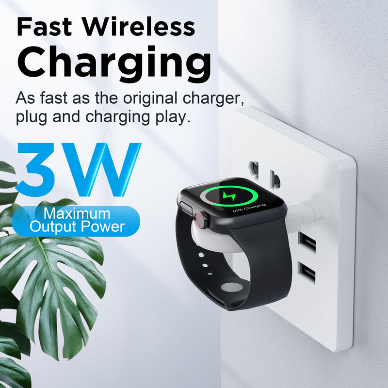𝟐𝟎𝟐𝟒 𝐔𝐩𝐠𝐫𝐚𝐝𝐞 for Apple Watch Charger,Magnetic Portable iWatch Charger USB C&USB A Fast Wireless Charging Travel Battery Charger for iWatch Ultra2/Ultra/SE2/SE Series 9/8/7/6/5/4/3/2/1 AA-White