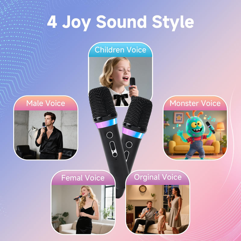 Car Karaoke Microphone,Dual Handheld Rechargeable Mic with 3.5mm Aux in and Out Receiver,Volume Control Karaoke Microphone for Singing, Speech, Home Party, YouTube/Tiktok(Black)