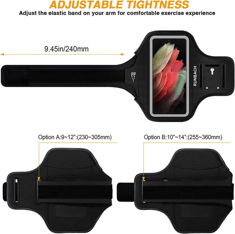Galaxy S24 Ultra, S23 Ultra, S22 Ultra, S21 Ultra Armband, JEMACHE Gym Workouts Running Arm Band for Samsung Galaxy S20/S21/S22/S23/S24 Ultra 5G (Black) Black