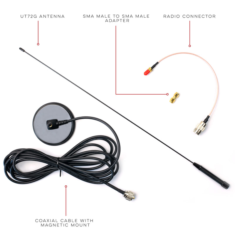 [AUSTRALIA] - Authentic Genuine Nagoya UT-72G Super Loading Coil 19-Inch Magnetic Mount (Heavy Duty) GMRS (462MHz) Antenna PL-259, Includes Additional SMA Male & Female Adaptors for GMRS Handheld Radios 