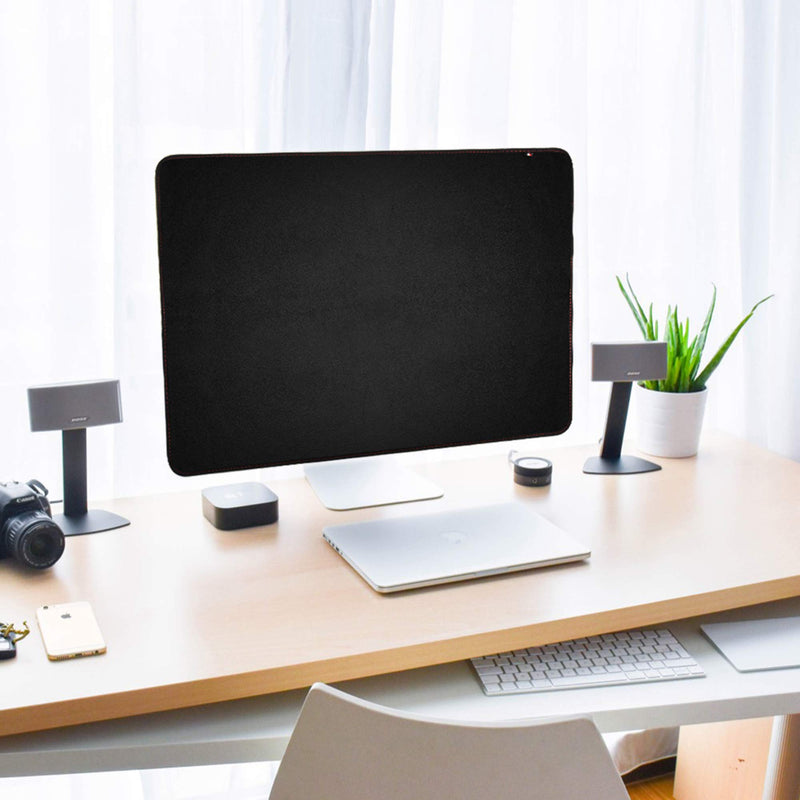 TXEsign PU Leather Protective Screen Dust Cover Sleeve with rear pocket Compatible with IMAC A1224 / A1311 / A1418 (21.5" with pocket, Black PU Leather) 21.5 Inch