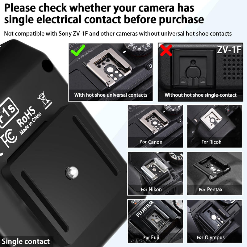 [AUSTRALIA] - MEDALight Upgrade Aluminum F1s Mini Camera Flash for Ricoh GR3/GR3X/Fuji/Sony ZV1/Nikon/Canon/Olympus/Digital Film Cameras,Portable Hot Shoe Camera Flash Speedlite for DSLR Camera(Black). Black 