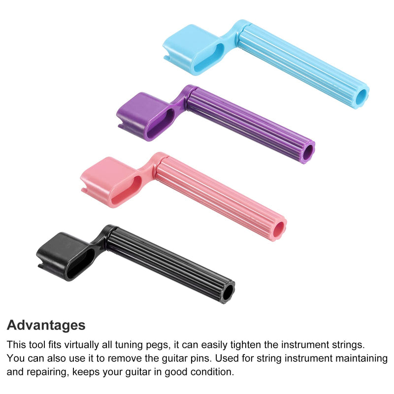 PATIKIL Plastic Guitar String Winder Speed Peg Puller Bridge Guitar Strings Tuners Winding Device Change Strings Tool Guitar Accessories, 4 Colors, 4in1 Set