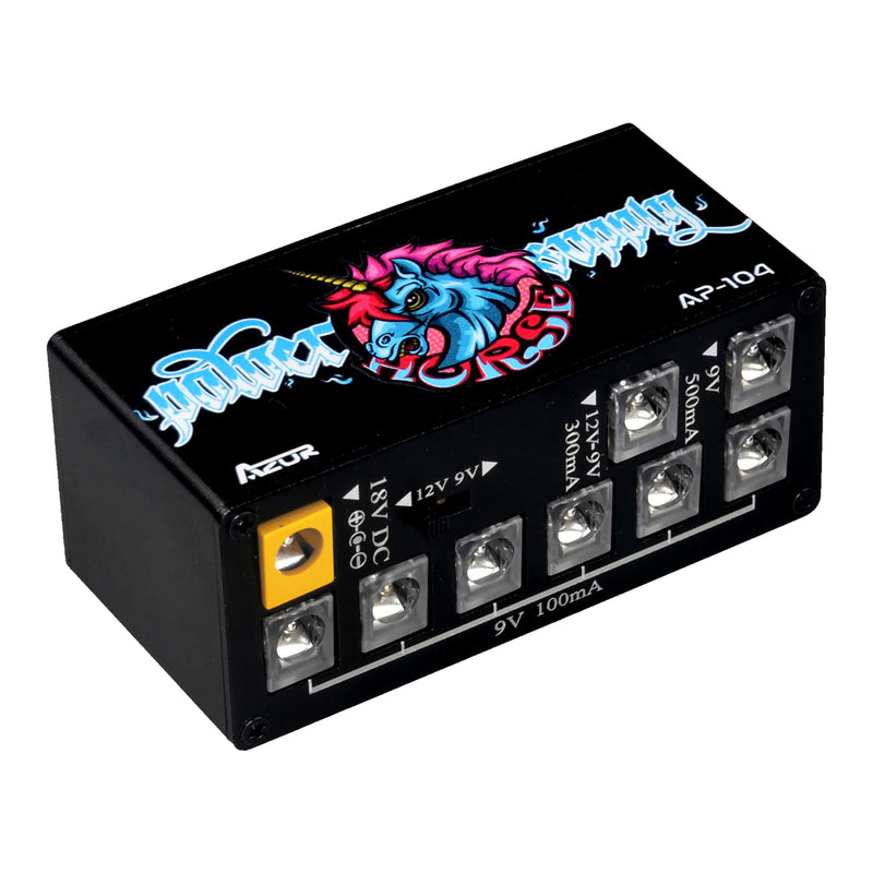 AZOR AP-104 Pedal Power Supply 8 DC Outputs Mini Pedal Board Power Supply with Switchable Voltage for 9V/12V Effect Pedal Power Supply