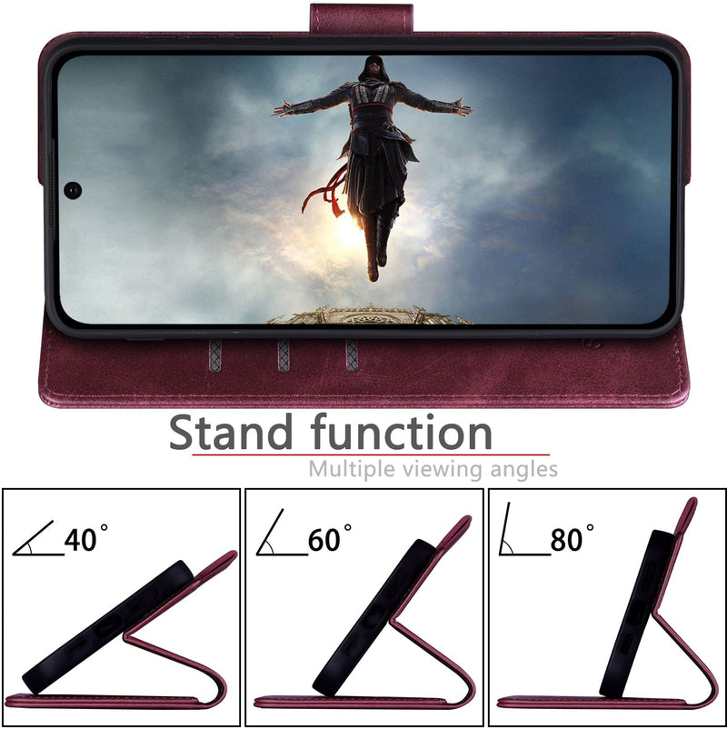 SUANPOT for Samsung Galaxy S24 Plus/S24+ Wallet case with RFID Blocking Credit Card Holder,Flip Book PU Leather Protective Cover Women Men for Samsung S24Plus Phone case Wine Red