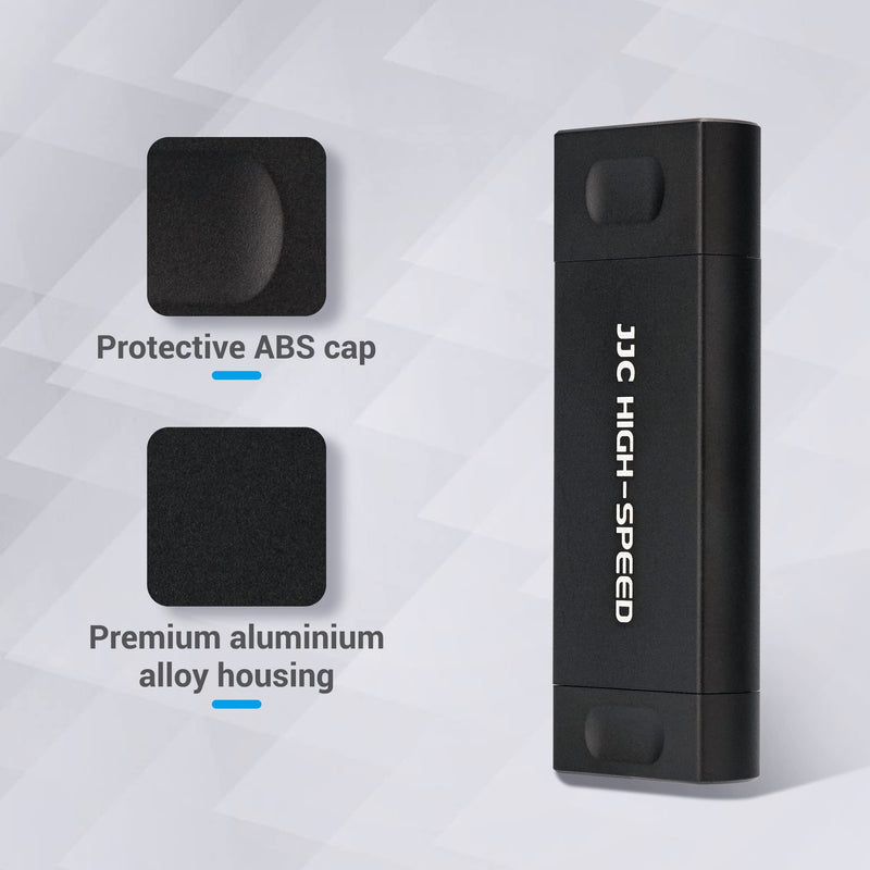 JJC UHS-II SD Micro SD Card Reader, 3-in-1 USB 3.1 USB-C Type-C 3.1 Micro USB 2.0 Connection Port, High Transfer Speed up to 312MB/s, Compatible with Computer, Laptop, OTG Enable Phone and Tablet USB 3.1 UHS-II Black