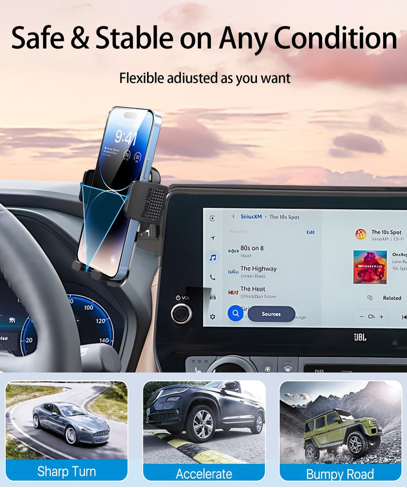 Car Phone Holder for 2024-2025 Toyota Grand Highlander/Grand Highlander Hybrid Accessories 12.3 Inch Screen Fixed Clip Adjustable 360 Degree Rotation Cell Phone Mount Hands Free Clamp Cradle