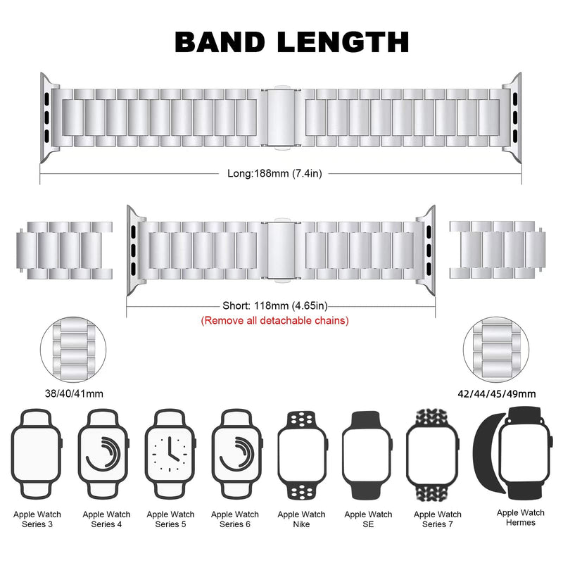 Upgraded No Tools Needed Stainless Steel Link Bracelet Compatible with Apple Watch Band 49454442mm 414038mm,Quick Release Adjustable Business Solid Metal Watch Strap for iWatch Strap
