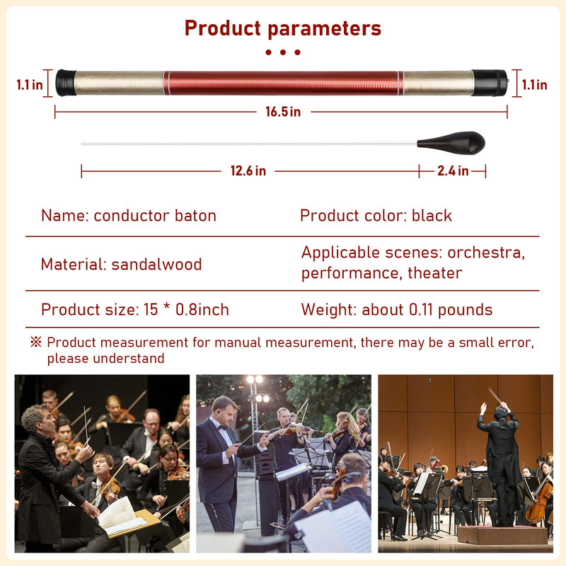 [AUSTRALIA] - Conducting Baton, Conductor Baton, Music Baton, Orchestra Baton With Storage Cylinder Ebony Handle, Music Baton for Choral Orchestral Concerts (Ebony Handle) 