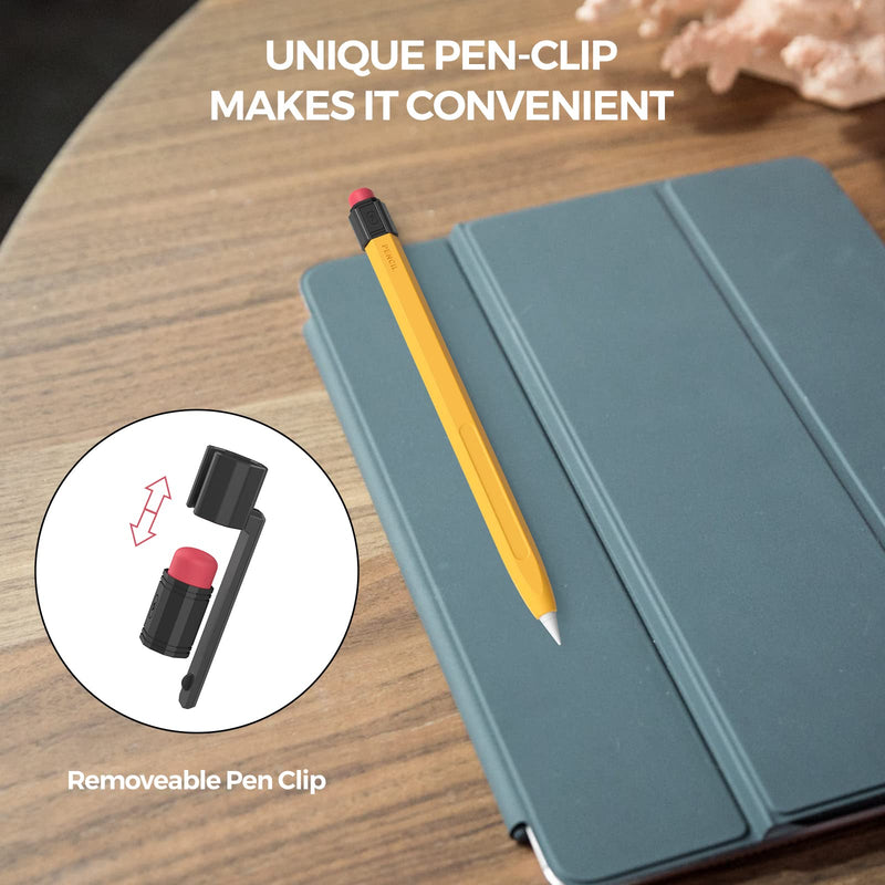 iPencil Case Sleeve Silicone Protective Cover Perfect Grip Skin Classic Design with Sturdy Clip Compatible with Apple Pencil 2nd Generation (Classic)