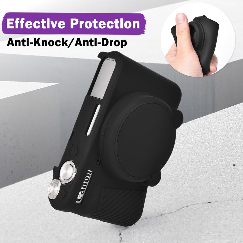 [AUSTRALIA] - MUZIRI KINOKOO SX730 SX740 Camera Case, Soft Silicone Case for Canon PowerShot SX740/SX730 HS Camera - Anti-Scratch Slim Fit Lightweight Protective Case - Black 