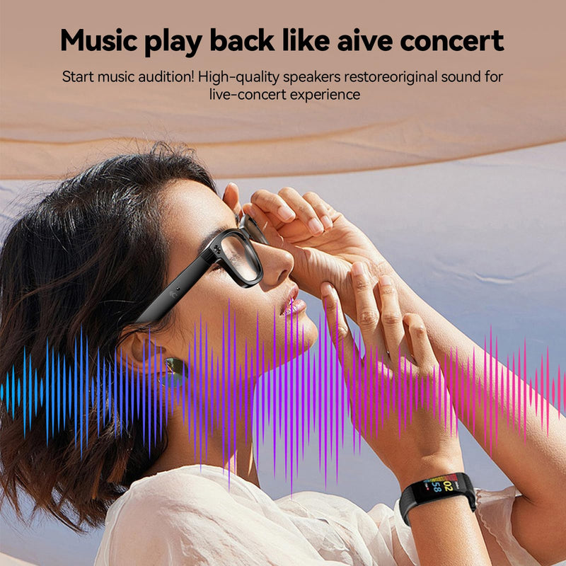 AI Smart Glasses with HD Camera- AI Photo Recognition and Interactive Dialogue, Noise-canceling, and Long Battery Life | Stylish Black Frame and Lenses (White) White