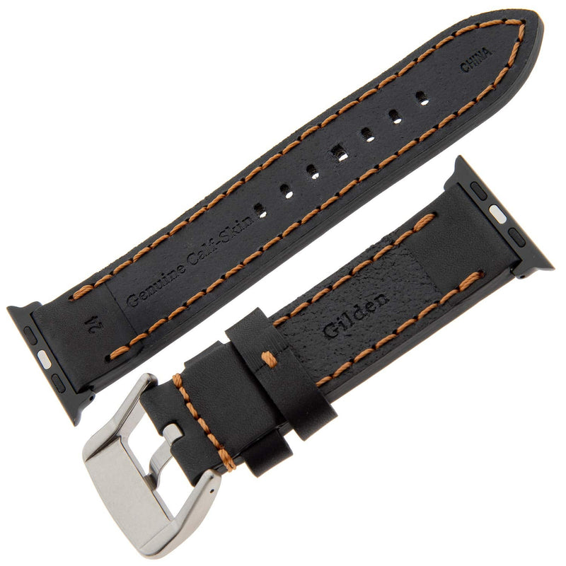 Gilden Sport Calfskin Leather Watch Strap TS62-SMART, fits Apple Apple Watch Fits 42mm/44mm Apple Watch Black